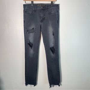 American Eagle Extreme Flex 4 Black Denim Distressed Skinny Jeans Size 31 X 32
